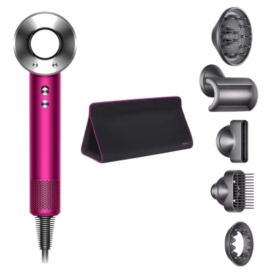Фен Dyson Supersonic HD07 (фуксия/яркий никель) с 5 насадками и дорожным чехлом